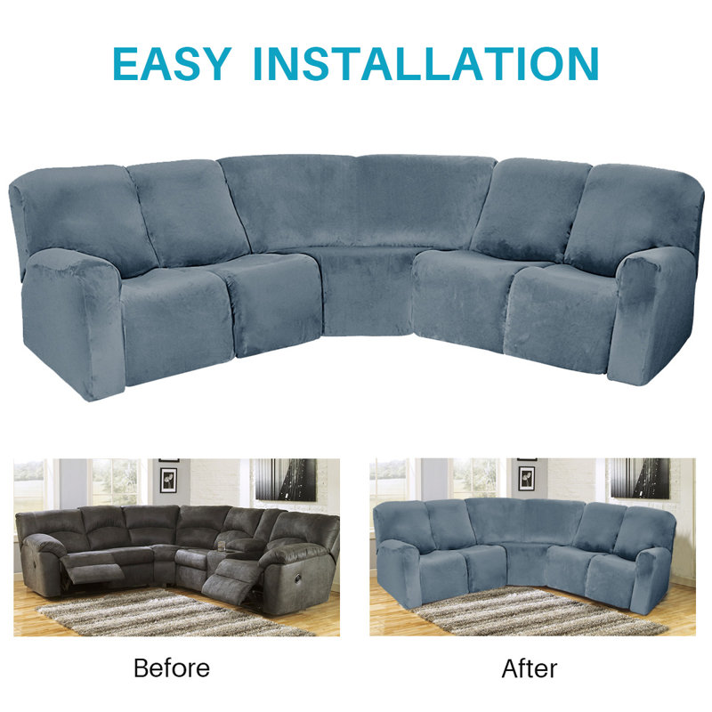 Latitude Run® Velvet Stretch 7Piece Sectional Sofa CoversReclining